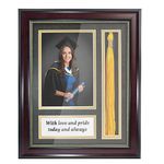 GraduationMall Graduation Photo Frame with Tassel Holder for 5x7 Pictures,Real Glass,Black Over Gold Double Mat,Wall & Tabletop Design