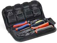 IWISS Crimping Tool Kits with Wire Stripper and Cable Cutters Suitable for Non-Insulated & Insulated Cable End-Sleeves Terminals or Ferrules with 5 Changeable Die Sets in Oxford Bag