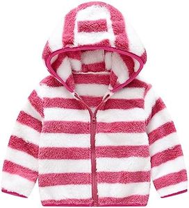 Fall Toddler Warm Fleece Hooded Jacket Hoodies for Baby Boys Girls Cute Striped Solid Color Zipper Coat Outwear