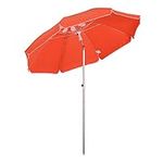 Outsunny 2m Arced Beach Umbrella, Portable Parasol with Tilt and Adjustable Height, Carry Bag, Outdoor Sunshade Shelter with 8 Fibreglass Ribs, Orange