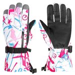 Azarxis Kids Ski Snow Gloves Children Waterproof Touchscreen Winter Thermal Cold Weather Warm Snowboard Gloves with Zipper Pocket for Boys Girls (Rose Red, 6-8 Years Old)