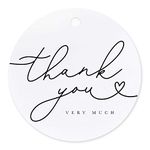 Bliss Collections Thank You Tags, 50 Black Script Gift Tags for Wedding, Bridal Shower, Baby Shower Favors - Perfect for Birthday, Events, or Celebration, (50 Pack)