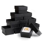 Prestige & Fancy Black Jewelry Gift Boxes 50 Pack 2 x 1.75 x 1.12, Cardboard Gift Boxes with Flocked Foam Ring and Earring Slot, for Gifts, Earrings, for Christmas, and Jewelry Stores,