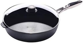 Swiss Diamond 5.8 Quart, 12.5 Inch Nonstick Saute Pan with Lid and Stainless Steel Handle, Dishwasher and Oven Safe Skillet, Grey