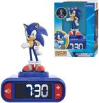 Lexibook, Sonic The Hedgehog Sonic Night Light Alarm Clock, Sounds and Melodies, Backlit LCD Display, Luminous, Snooze, Blue, RL800SN