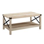 Walker Edison Sedalia Modern Farmhouse Metal X Coffee Table, 40 Inch, White Oak