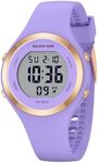 GOLDEN HOUR Waterproof Sport Women's Digital Chronograph Silicone Strap Watch, Purple, Modern