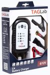 TAGLab C4 Battery Charger - Automatic Charger & Trickle Maintainer for 6V / 12V Lead Acid Batteries - AGM VRLA WET GEL EFB MF