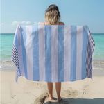 JEMIDI Hammam Towel - Lightweight Quick Dry Microfibre XL Big Towel for Adults - For Beach Sauna Travel or Picnic - Large Turkish Cotton Bath Towel - Blue