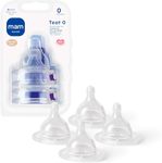 MAM Extra-Slow Flow Teats Size 0, Suitable for Newborns, SkinSoft Silicone Teats for Baby Bottles, Fits All MAM Bottles, Baby Feeding Essentials, Pack of 4