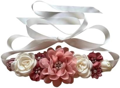 Luoyunna Baby Shower Sash for Mom Flower Maternity Sash Pregnancy Belt for Gender Reveal (Dusty Pink)
