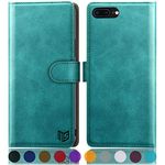 SUANPOT for iPhone 7 Plus/8 Plus 5.5 Inch case with [Credit Card Holder][RFID Blocking],PU Leather Flip Book Protective Cover Women Men for apple 7 Plus/8 Plus Phone case Blue Green