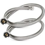 Highcraft Faucet Hose Connector 16" Length, 1/2" IPS X 3/8" Comp FIP Flexible Braided Stainless Steel Supply Line, Bathroom Kitchen Sink Extension Lead-Free ,Pack Of 2