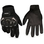 Amazon Brand - Solimo Full Finger Bike Riding Gloves with Hard Knuckle Shell | Dotted Design | Breathable | Hand Protection for Gym, Hiking, Cycling & Travelling | Large (Black)