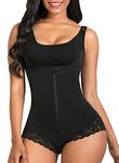 SHAPERX Women Shapewear Tummy Control Fajas Colombianas Open Bust Slimming Body Shaper Shaping Bodysuit, UK-SZ7200-Black-2XL