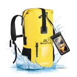 MoopGou Waterproof Dry Bag, Roll Top Dry Sack 35L/55L with Cushioned and Adjustable Straps, Waterproof Backpack for Paddle Board, Kayaking Boat, Rafting, Fishing, Swimming, Waterproof Phone Case