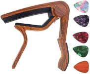 Changyeah Guitar Clamp,Rosewood Color Guitar Picks Guitar Capo Acoustic Guitar Accessories Capo Key Clamp,With 5 Pcs Guitar Picks