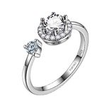 Parnika (Formerly MJ 925 CZ Rotating Ring in 92.5 Sterling Silver | Free Size Adjustable ring for Women & Girls | With Certificate of Authenticity | (White)