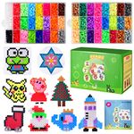 Fuse Beads Kit 10000+,48 Colors 5mm Fusion Filled Beads with Manual,Tweezers,2 Pegboards and Accessories,Iron Melty Beads DIY Art Crafts for Decorating Christmas Birthday Gifts for Girls Boys