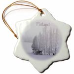 3Drose Image of Winter in Rural Finland with Snow on Cabin - Snowflake Ornament, 3-inch (orn_243838_1)