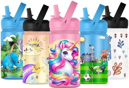 KELP Botella de Agua Niños, Botella de Agua de Acero Inoxidable Para Niños, Botella Térmica Para Niños, Apta Para Colegio, A Prueba de Fugas, Botella de Agua Acero Inoxidable Infantil (Unicornio)
