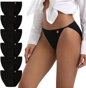 INNERSY Bragas Negras Algodon para Mujer Braguitas Bikini Pierna Alta Ropa Interior Suave 6 Pack (S, 6/Negro)