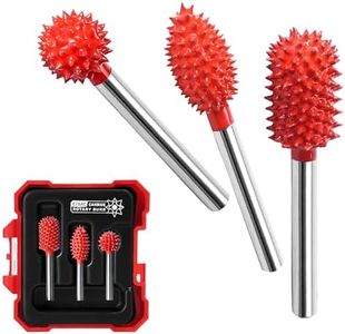EZARC Tungsten Carbide Rotary Burr Kit, 1/8’’ Shaft Wood Carving Bits, Very Coarse Engraving & Material Removal Tool with Storage Case, 3-Piece