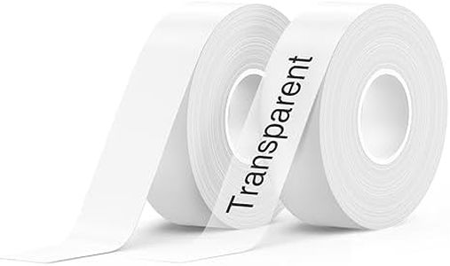 SUPVAN 2 Pack E10 Continuous Label Maker Tape 15mm x 6m, Waterproof, Clear Printing, Multipurpose Thermal Label Paper for File Folder, Organization, Creation, White