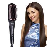Vega Black Shine Hair Straightener Brush for Women, Straight in Min, Ionic & Thermoprotect Technology, 16 Temperature Settings, Hot Brush Heat Damage Protection for Scalp, Straightening Brush, VHSB-04