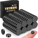 TRYMAG Small Magnets, Small Neodymium Disc Magnets, 80 Pcs Strong Rare Earth Magnets Tiny Black Round Button Magnets for Fridge, Whiteboard, Billboard, Hobbies, Office