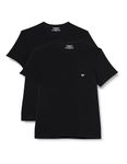 Emporio Armani Underwear Men's 2-Pack T-Shirt Crew Neck Logo, Black/Black, XL