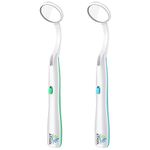 ARSUK Dental Mirror with Light Anti-Fog, Teeth Inspection Dentist LED Mirror, Mouth Oral Care, 5.90 inches (15cm) Blue & Green Pack of 2