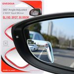 GIVEDOUA Blind Spot Mirror, Fan Shape Curved Blind Spot Mirror, Upgrade HD Glass Wide Angle Mirror, Frameless 360° Adjustable Convex Rear View Mirror for cars trucks and SUV Big Fan Shaped 2pcs