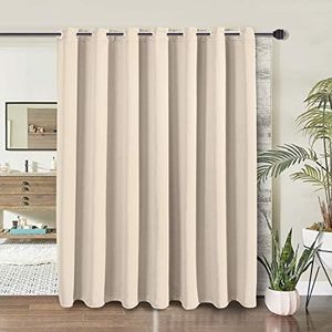 WONTEX Room Divider Curtain - Privacy Blackout Curtains for Bedroom Partition, Living Room and Shared Office, Thermal Insulated Grommet Curtain Panel for Sliding Door, 10ft Wide x 9ft Long, Beige