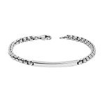 LeCalla 925 Sterling Silver BIS Hallmarked Round Box Chain ID Bracelet for Men and Boys 8 Inches