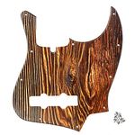 IKN Jazz Bass Pickguard 10 Hole Guitar Pickguard for 4 Strings USA/Mexican Standard Jazz Bass Modern Style, 3Ply Wood Color