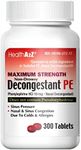 HealthA2Z® Decongestant PE | Phenylephrine HCl 10 mg | Maximum Strength | Non-Drowsy Nasal & Sinus Congestion Relief Due to Cold & Allergies (300 Count (Pack of 1))