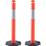 VEVOR Traffic Delineator Post Cones, 2 Pack, Traffic Safety Delineator Barrier with 16.93 x 16.93 in Rubber Base, for Traffic Control Warning Outdoor Indoor Use Parking Lot Construction Caution Roads