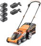 LawnMaster 48V 41cm Cordless Lawnmower with Spare MX 24V 4.0 Ah Batteries and 2x Fast Chargers - with Edging Comb, Rear Roller and Mulching Function - For Large Lawns