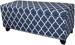 Ore International 18" Diagonal Moroccan Stripes Denim Blue Storage Bench