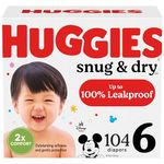 Huggies Snug & Dry Disposable Baby Diapers, Size 6, 104 Count