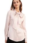LilySilk Ladies Bow-tie Neck Silk Blouse 100 Silk Blouse Ladies Top Shirt 22 Momme Pure Silk (Light-Beige, XS)