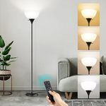 OUTON Dimmable Upligther Floor Lamp with Remote Control, 3000K-6000K Adjustable Color Temperatures, Bulb Included, 1H Timer, LED Bright Tall Torchiere Standing Lamp for Living Room, Bedroom, Office