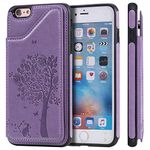 Case for iPhone 6 Plus 6P 6+,TACOO Leather Card Cash Slot Protective Cover Durable Shell Kickstand Purple Soft Unisex Boy Girl ID Window Men Women