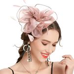 Movstriker Flower Feather Fascinators Hats, Elegant Wedding Hats for Women Girl Tea Party Headband Bridal Shower Hair Clip Ladies Headwear Accessories Derby Hat