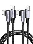 UGREEN USB C to USB C Cable 60W 2 Pack Right Angle PD 3.0 Type C Fast Charging Cord USB C Charger Cable Compatible with iPhone 15 Pro Max, Galaxy S24 S23 S22 Ultra, iPad Pro Air Mini, MacBook, 6FT