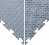 BiGDUG Interlocking Vinyl Floor Tile Packs - Pack of 40 Grey Studded Tiles - 8.8 sq metres coverage (40x 47Lx47Wx1.2Th cm) - Garage Flooring Home Gym Workout Workshop