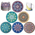 EASYLEE Coasters Absorbent Ceramic Stone Coasters Set for Drinks,Glass Cup Holder Coffee Mug Place Mats with Cork Base, Prevent Furniture from Dirty and Scratched, Suitable for Kinds of Mugs and Cups