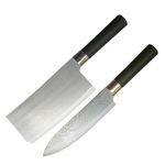 Machado Classic Japanese Meat/Vegetable Damascus Shun Chef & Butcher Knife for Kitchen- Set of 2