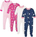 Gerber Baby Girls' 4-Pack Footed Pajamas, Dreams Rainbows Pink, 0-3 Months